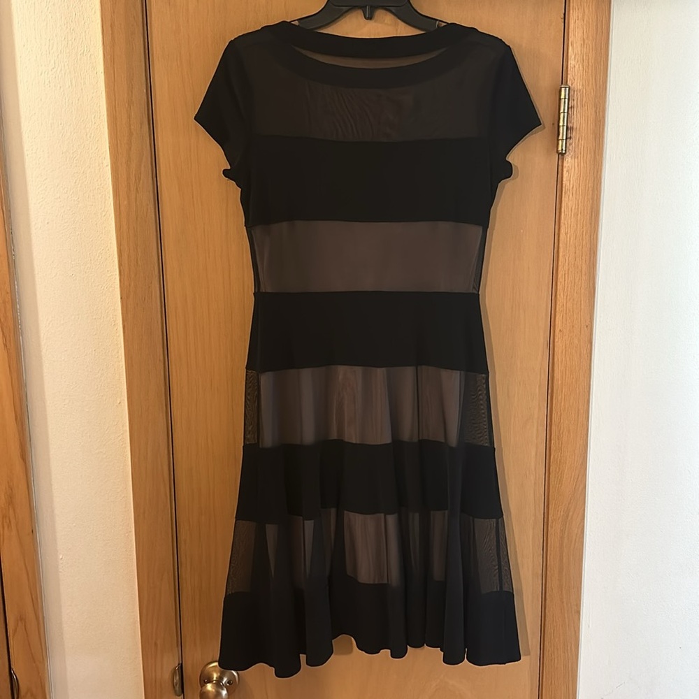 Joseph Ribkoff Women’s Sheer Layered Mesh Fit and Flare Dress Black Size 8 - Picture 6 of 9